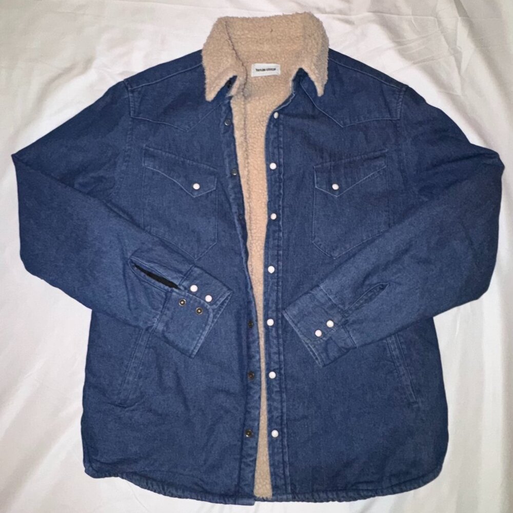 "Taylor Stitch Western Shirt Jacket with Sherpa Lining"